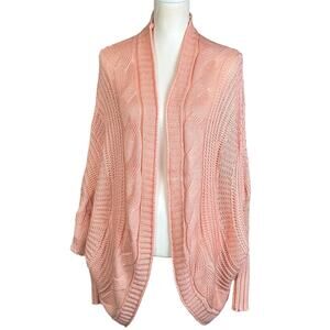 Military Hippie Open Sweater One Size Salmon Pink Braided Knit Boho Cozycore Top